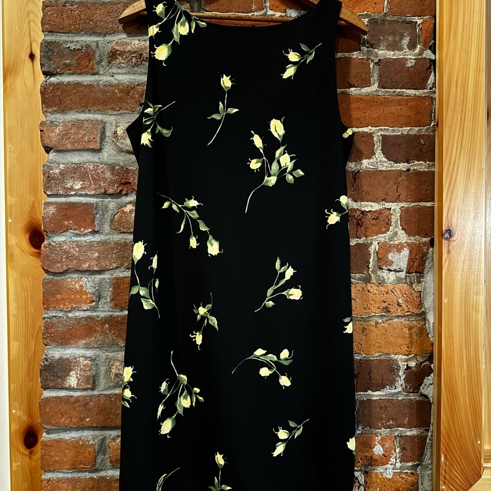 90s Floral Black Mini Dress
